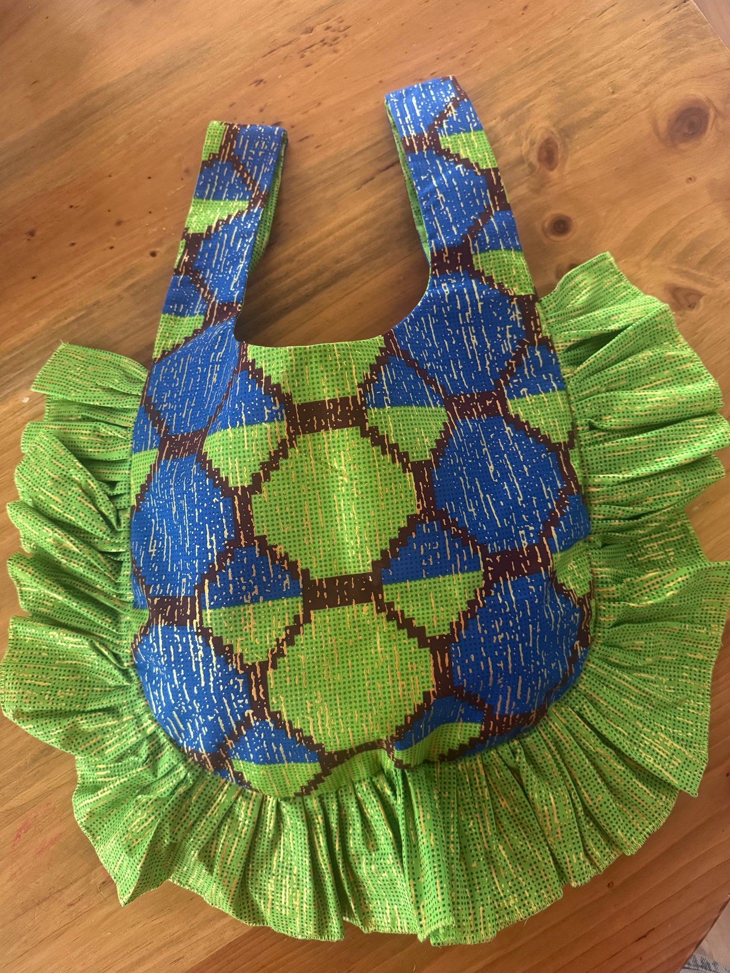 Sacoche Tote · Geométrico azul y verde