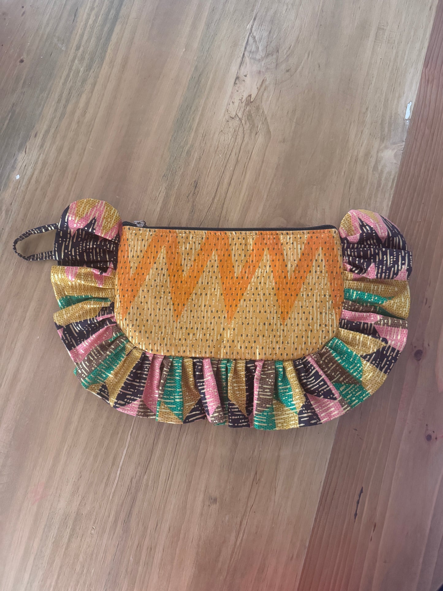 Sacoche Pouch · Franja ocres/ geométrico colores