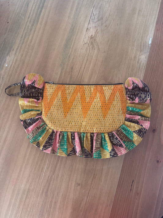 Sacoche Pouch · Franja ocres/ geométrico colores