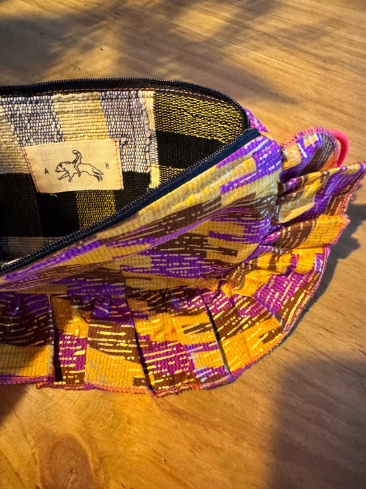 Sacoche Pouch morado y mostaza, frontal