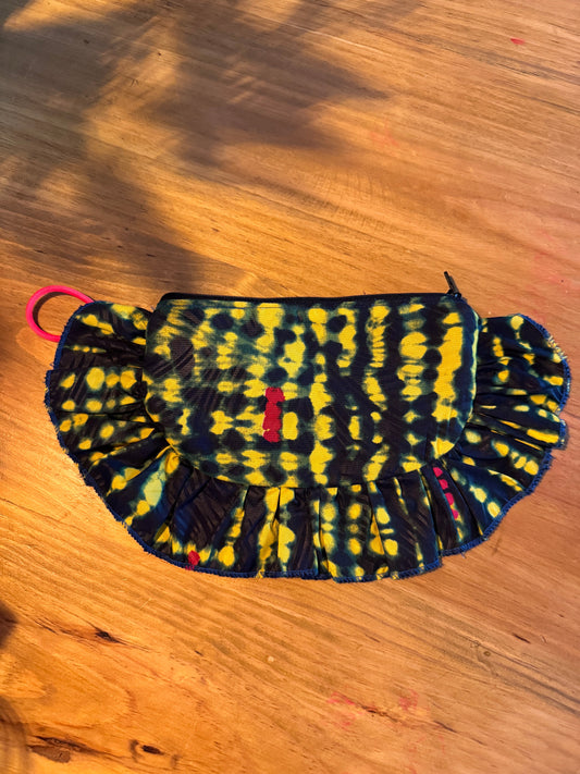 Sacoche Pouch azul y amarillo, detalle